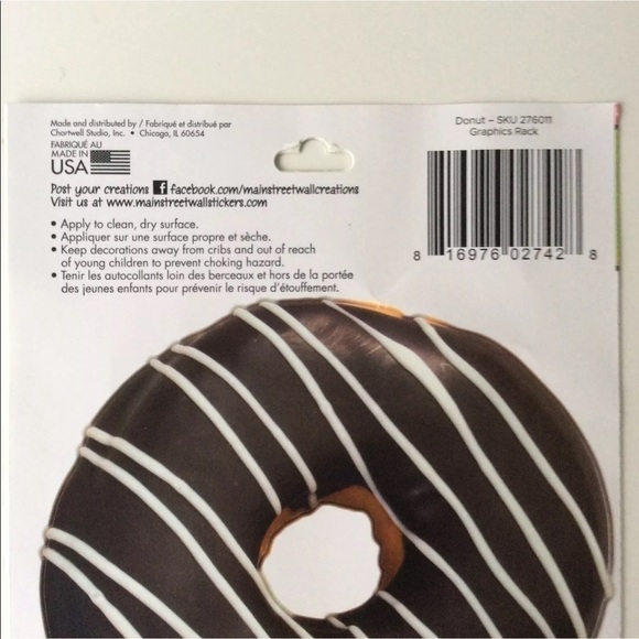 Donuts Wall Stickers Decals SET OF 6 Jumbo 5โ Removable Bakery Cafe Decor NEW - Picture 6 of 13